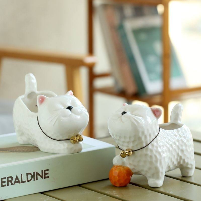 创意网红猫咪戏球卡通动物多肉花盆个性植物白瓷盆工艺品摆件捡漏,鲜花速递/花卉仿真/绿植园艺,花盆,淘宝优惠券,粉丝福利购,淘宝优惠卷