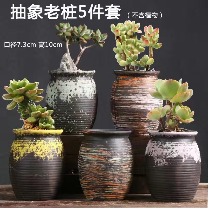 抽象老桩组合套装多肉花盆陶瓷简约素烧紫砂创意小花盆栽特价,鲜花速递/花卉仿真/绿植园艺,花盆,淘宝优惠券,粉丝福利购,淘宝优惠卷