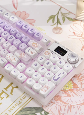 狼蛛F98pro透明客制化机械键盘三模无线蓝牙带屏幕旋钮麻将音静音