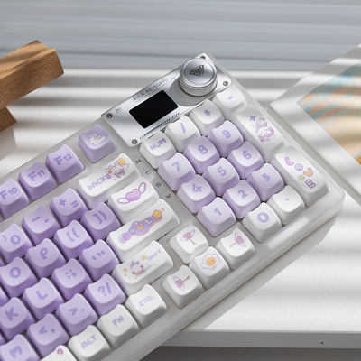 mao梦幻紫兔渐变键帽pbt材质热升华适合狼蛛F87 F75 F99 hi75等