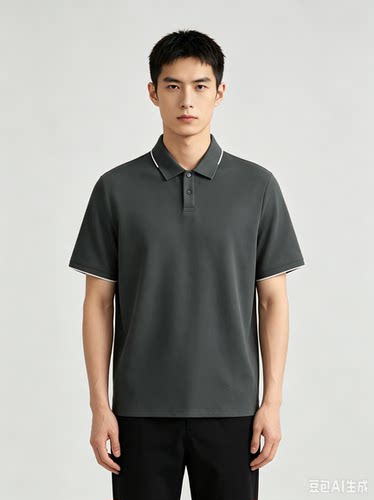 太P鸟男装撤柜剪标新精英撞色POLO衫新款斯文短袖B1COF2217^