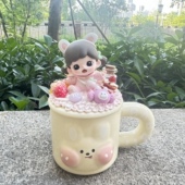 ZORAA泡泡玛特造景奶油胶马克杯带盖陶瓷情侣可爱杯子成品现货