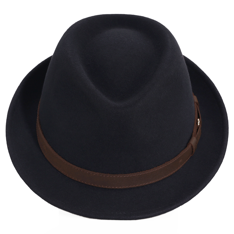 羊毛毡小短檐休闲男士复古帽子