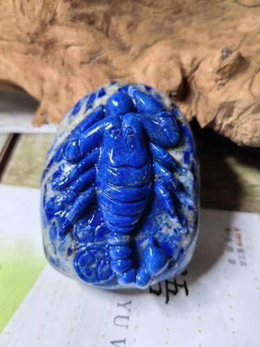 天然青金石原石雕刻蝎子摆件把玩件