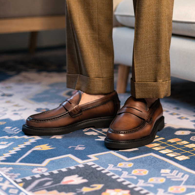 新款乐福鞋男真皮英伦夏季青年百搭懒人鞋一脚蹬韩版男士休闲鞋潮