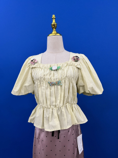 短袖 棉质减龄可爱风立体款 女夏季 北纬8度复古系宫廷风衬衫