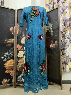 女短袖 北纬8度复古系宫廷风意大利式 连衣裙重工孤品长裙酒会通勤