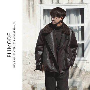 保暖 游牧风90鹅绒可拆卸毛领PU皮夹克羽绒服冬季 ELI 雪国列车