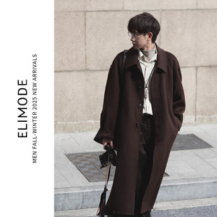廓形双面毛呢大衣冬季 ELI 棉知识分子风松木棕腰带款 100% 垢木