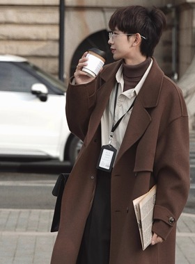 ELI【法罗群岛】羊毛双面尼双排扣枪挡中长款大衣外套男24秋冬