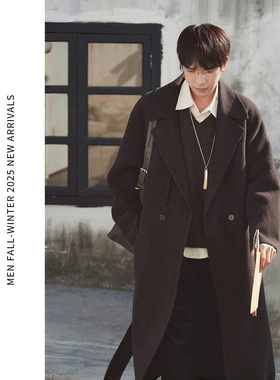 ELI【梅里雪山】定染高支纯羊毛蟹钳领双面呢保暖中长款大衣冬季