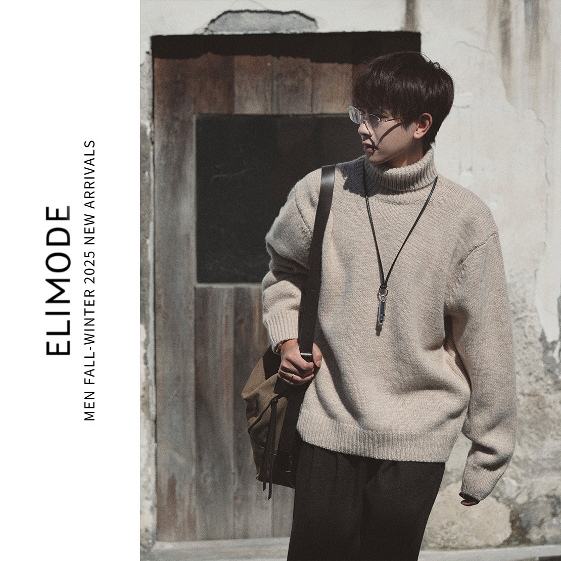 ELI【屿川】巴素兰纯绵羊毛90s中古风高领慵懒感毛衣中性冬季