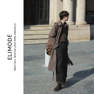 ELI【馥树】巴尔马肯廓形中长款纯棉内里风衣春秋季休闲复古外套