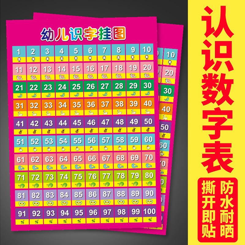 幼小启蒙0-100数字表，加减法画