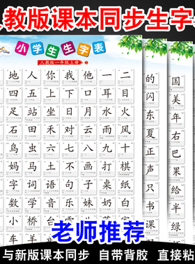 人教版生字表课本同步笔顺墙贴