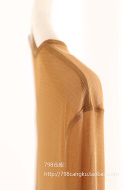 798仓库 4.23上新  秋季女款真丝强捻乔其长袖园领T 2A24035