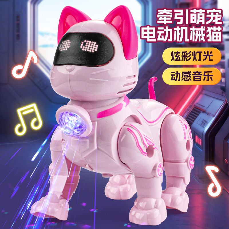 儿童玩具牵绳机器猫灯光音乐