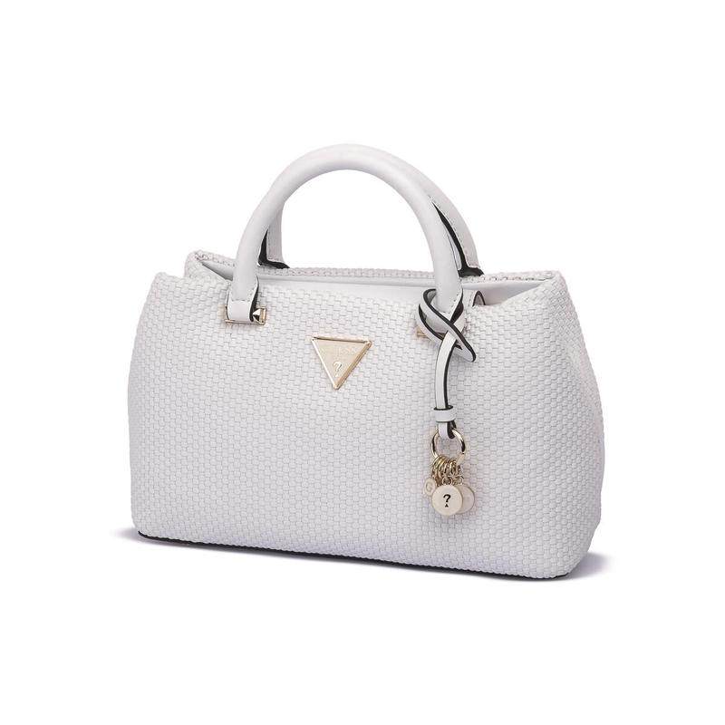 代购GUESS女士手提包可拆卸肩带内部衬里金属装饰三角形徽标白色,箱包皮具/热销女包/男包,手拿包,淘宝优惠券,粉丝福利购,淘宝优惠卷