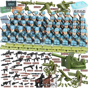 二战红军八路军美军人仔士兵战争小人偶打仗系列男孩益智拼装玩具