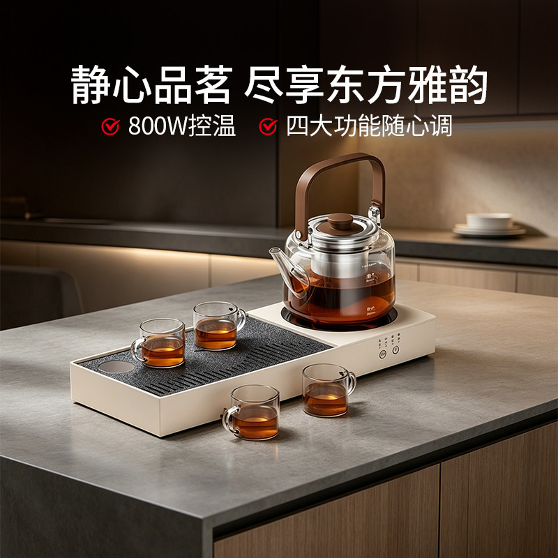 德世朗家用电陶炉煮茶煮咖啡养生玻璃壶套装
