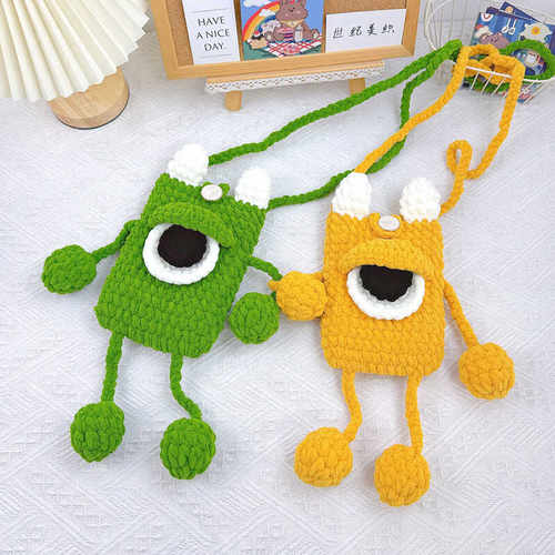 大眼怪手机包diy编织材料包