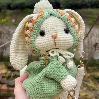 古力小兔子趴趴包diy毛线编织
