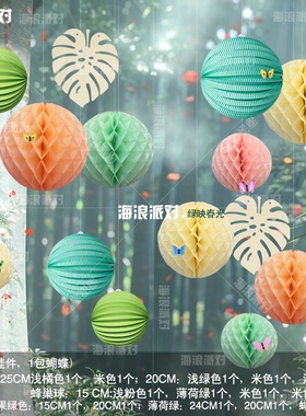 春天绿色店铺橱窗吊顶挂件幼儿园教室国风灯笼氛围装饰端午节布置