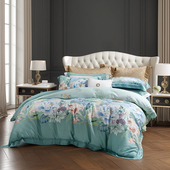 富安娜40S天丝四件套莱赛尔套件印花双人床品 专柜同款 百花轩