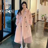 2025冬季 加厚长款 西服领仿水貂绒加棉加厚毛毛仿皮草女外套大衣潮