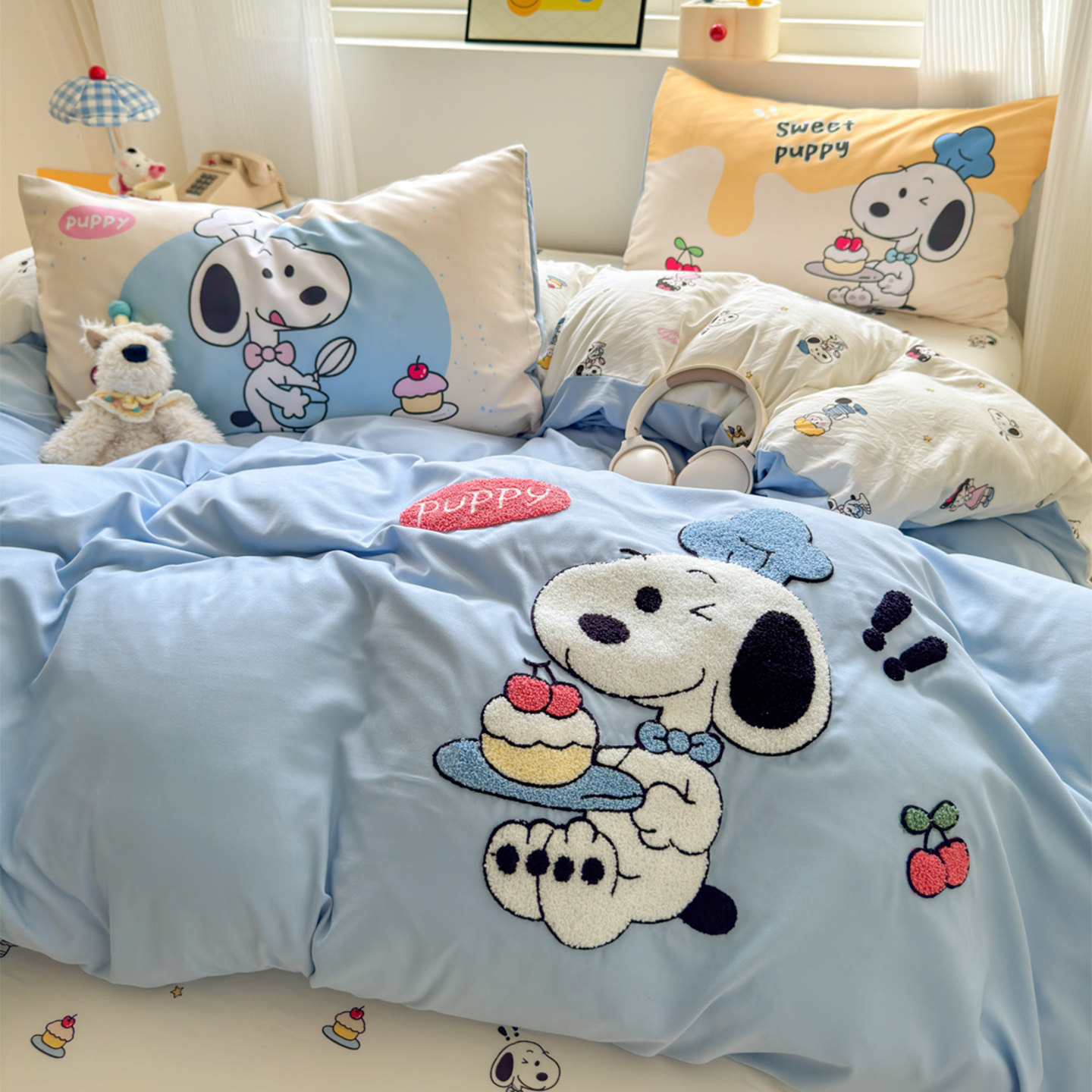 纯棉床上四件套全棉史努比儿童男孩被套床单人宿舍三件套床品床笠,床上用品,床品套件/四件套/多件套,淘宝优惠券,粉丝福利购,淘宝优惠卷