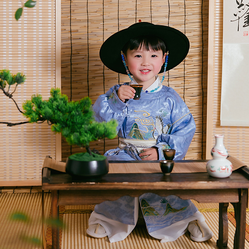 男童汉服儿童春款古装童装男孩中国风演出服高档圆领袍原创新款24