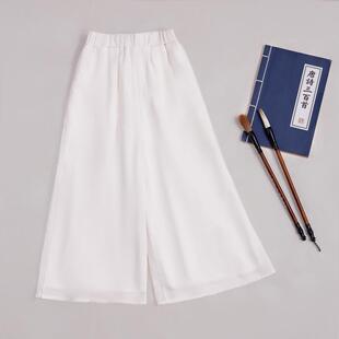儿童汉服裤子白色阔腿裤双层雪纺裤演出服男童中国风女童长裤仙气