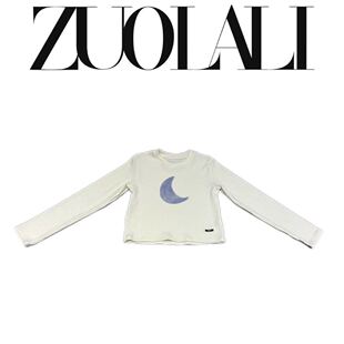 ZUOLALI/左拉励【月亮】秋冬百搭套头圆领印花设计-长袖打底上衣