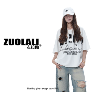 ZUOLALI/左拉励【圣迹涂鸦】夏季新款个性贴布设计-短袖T恤