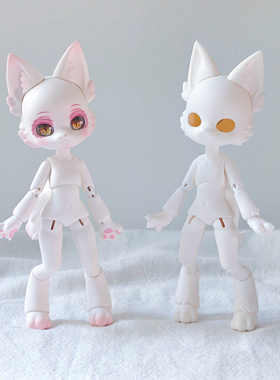 牛奶白肌12分听装小猫兽体bjd娃娃可接gsc黏土头ob11福瑞自制原创