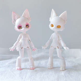 牛奶白肌12分听装小猫兽体bjd娃娃可接gsc黏土头ob11福瑞自制原创