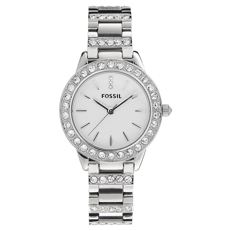 Fossil/化石女表银色表盘不锈钢表带石英机芯简约时尚腕表