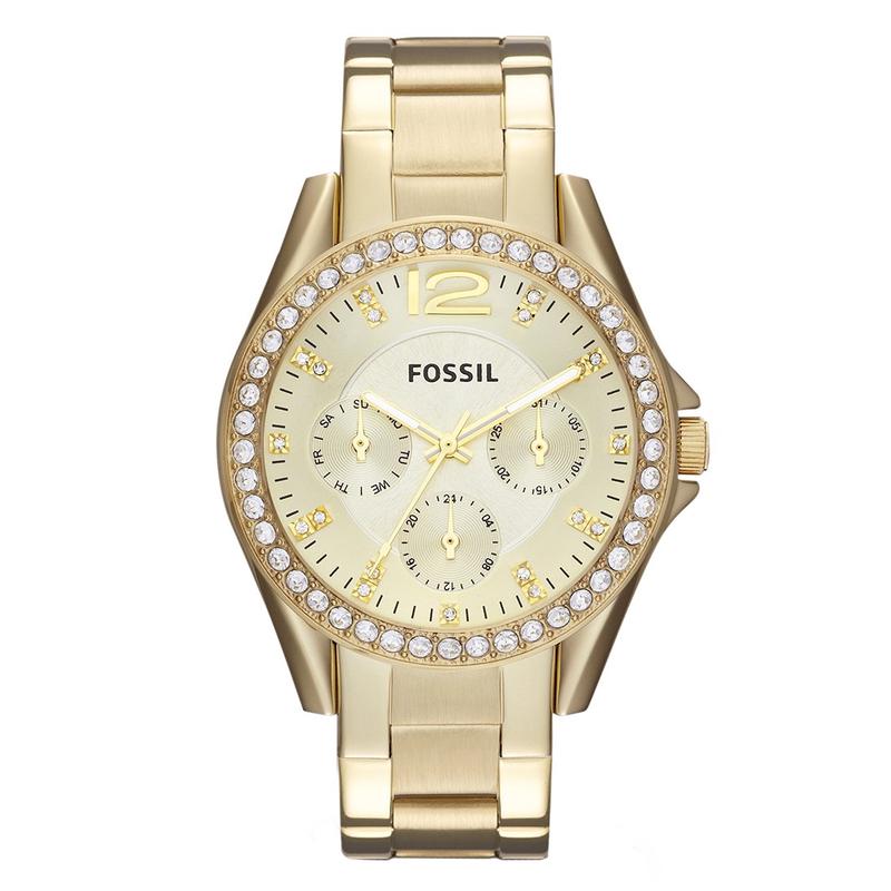 Fossil/化石女式简约石英腕表不锈钢表壳表带折叠扣轻奢风