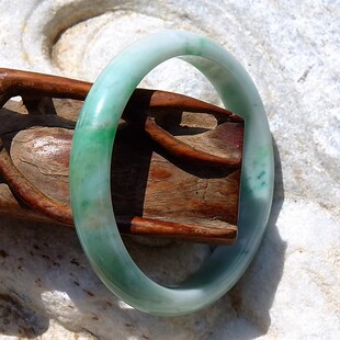 翠一沙6081天然A货缅甸老坑正阳绿黄翡双彩翡翠玉手镯子带证书53