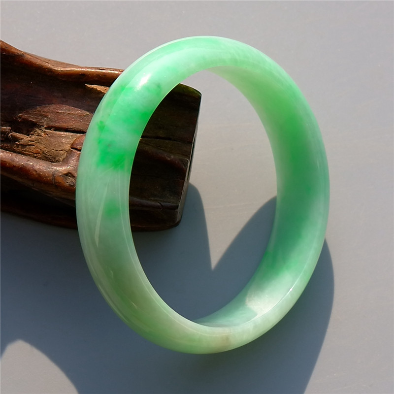 阑一香0540天然a货缅甸老坑正阳绿黄翡双彩翡翠手镯子鉴定证书51