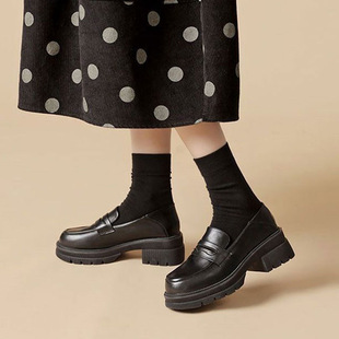 英伦风复古软皮单鞋 JK小皮鞋 粗跟厚底乐福鞋 春秋季 女 女2025新款