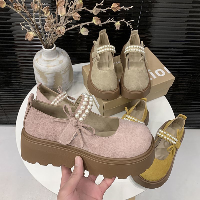 2025秋季新款松糕厚底增高勃肯鞋法式复古百搭时尚配裙子玛丽珍鞋