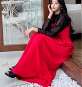 连衣裤 韩国代购 通勤 修身 女宽松阔腿长裤 9grab红色连体裤 背带裤