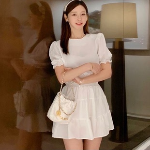 韩国代购minsshop小个子简约休闲女裙套装甜美减龄短裙夏季两件套