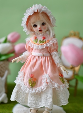 小布bjd六分四分ob11娃衣材料包diy复古郁金香系列布料纸样教程