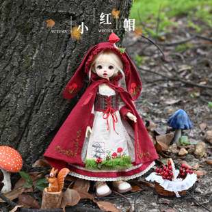 blythe小布bjd复古娃衣材料包小红帽四分六分diy布料纸样视频教程