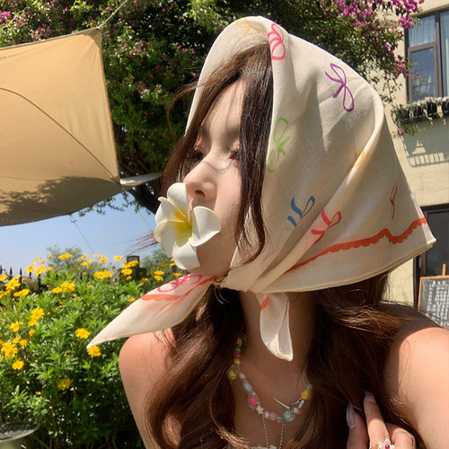 法式蝴蝶结头巾三角巾小方巾