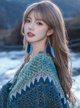 云南丽江披肩许红豆同款毯子民族风旅游外搭斗篷外套披风围巾女