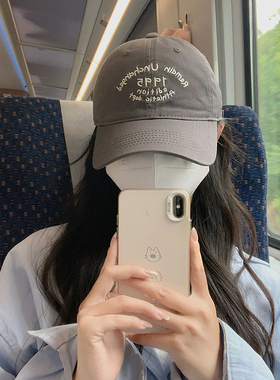2024韩版棒球帽宽帽檐大脸显脸小学生情侣百搭灰色鸭舌帽子男女潮