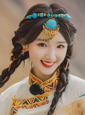 毛晓彤波西米亚复古民族风额饰异域藏族头饰眉心坠额头链旅拍配饰